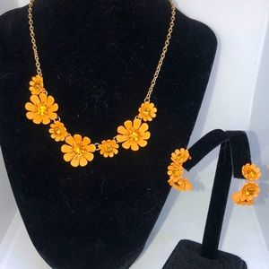LOFT Gold Flower Necklace Earring Set